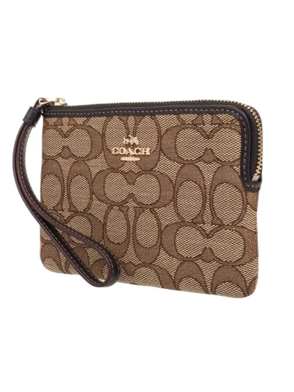 Coach Outline Signature Corner Zip Wristlet